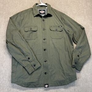Bell Motorcycle Gear Shop Shirt Shacket Men's M Green Long Sleeve Button Up Flaw